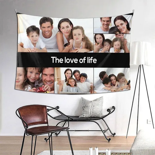 Vista 9 de Nsipan Tapiz personalizado para subir imágenes, texto fotográfico, decoración de pared, colección de collage de dormitorio, decoración