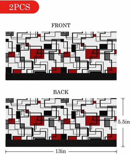 Vista 6 de Juego de 2 fundas para manijas de puerta de refrigerador rojo y negro para lavavajillas, microondas, horno, nevera, estufa, electrodomésticos