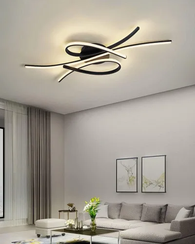 Vista 7 de Lámpara de techo LED para sala de estar, 55 W, moderna, regulable, 3000 K - 6500 K, lámpara de techo empotrada para interiores, lámpara de techo