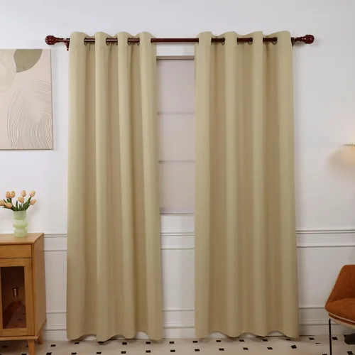 Vista 37 de INLINAS Cortinas opacas para dormitorio, aislamiento térmico, reducción de ruido, juego de 2 paneles de ahorro de energía, beige, 42 pulgadas