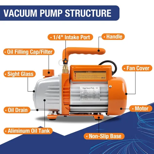 Vista 5 de BACOENG kit de cámara de vacío con bomba de vacío para HVAC