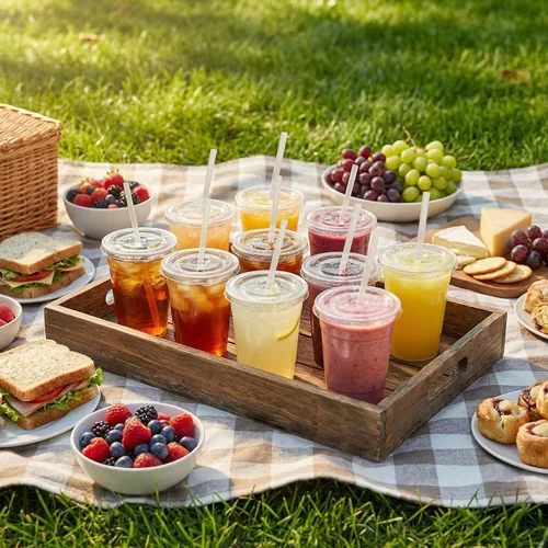 Vista 7 de Astomi Vasos de plástico desechables de 10 onzas, tazas de café helado transparentes con tapas y pajitas, vasos de plástico resistentes y seguros