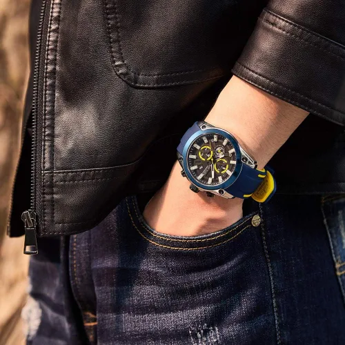 Vista 3 de MEGIR Relojes deportivos de cuarzo para hombre con cronógrafo calendario luminoso función impermeable correa de silicona