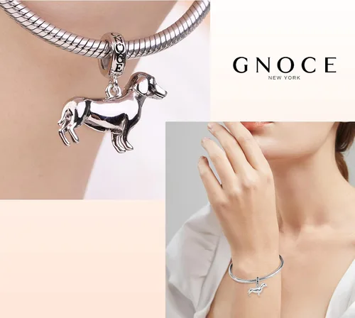 Vista 3 de GNOCE Dije de cuentas de perro para mujer, collar de plata para ella, regalo de joyería Perro Collie de 2 órdenes