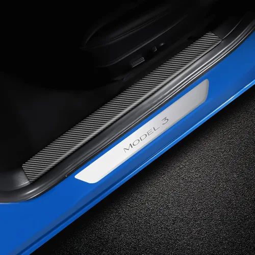 Vista 6 de KUNGKIC Protectores de borde de puerta de automóvil de poliuretano para Tesla Modelo 3, calcomanías protectoras de umbral de película anticolisión