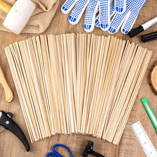 Vista 5 de 250 palos de madera de balsa, clavijas cuadradas de madera dura tacos