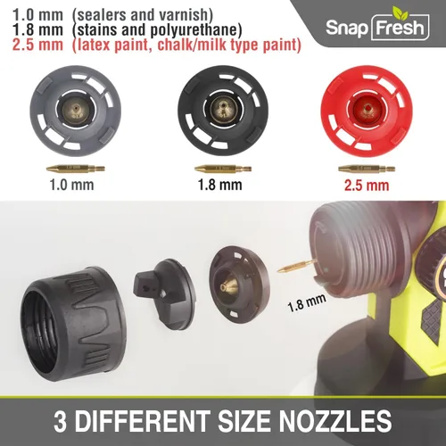 Vista 9 de SnapFresh Pulverizador de pintura inalámbrico de 20 V, batería de 4.0 Ah y cargador rápido incluidos, pistola eléctrica de mano HVLP con contenedor