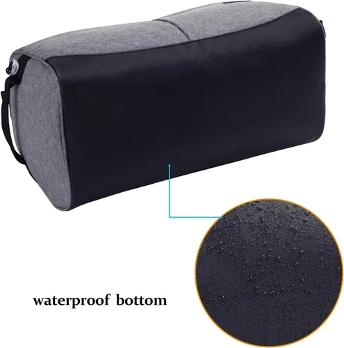 Vista 7 de Kuston Bolsa de gimnasio deportiva con compartimento para zapatos y bolsillo húmedo, bolsa de lona para gimnasio para hombres y mujeres, Gris