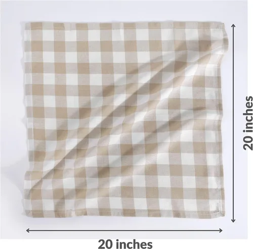 Vista 5 de FINGERCRAFT Servilletas de tela, uso diario, calidad premium, algodón a cuadros, juego de 12, servilletas de gran tamaño de 20 x 20 pulgadas
