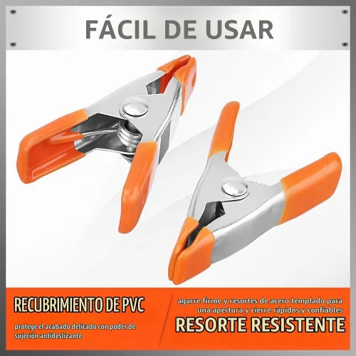 Vista 6 de HORUSDY Abrazadera de resorte pequeña de 10 piezas, 2 pulgadas, abrazaderas de resorte de metal, apertura de mandíbula de 3/4 pulgadas Naranja