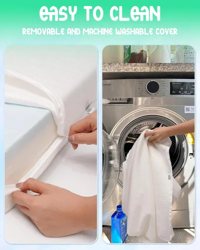Vista 5 de Mecc ecoh Mini colchón para cuna – Funda transpirable de bambú impermeable, colchón de espuma viscoelástica refrescante, soporte fuerte de doble