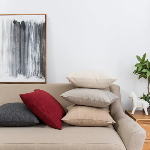 Vista 6 de Jeanerlor Decoración para el hogar de imitación de lino con textura de bambú Euro Almohada Lanzar Cojín Sham Cojín Cubierta para sofá, sofá, sofá