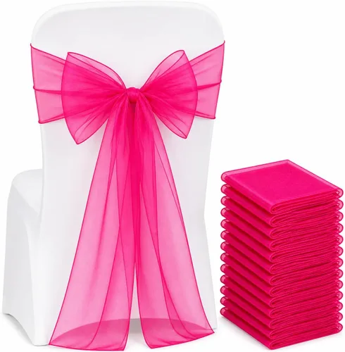 Vista 13 de Juego de 10 lazos para sillas con lazos para atar en la parte trasera, artículos decorativos para bodas, recepciones, eventos, banquetes, sillas