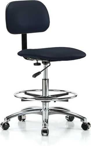 Vista 42 de Perch - Silla de laboratorio cromada con respaldo ajustable, altura del escritorio de 17 a 22 pulgadas, tela negra