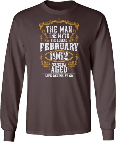 Vista 11 de Camiseta unisex de manga larga con texto en inglés "Man Myth" (60 cumpleaños, febrero de 1962)