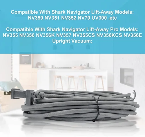 Vista 7 de Cable de alimentación para aspiradora de 36 pies de repuesto para Shark Navigator Lift-Away Pro NV355 NV355CS NV356 NV356E NV356K NV356KCS NV357