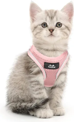 Vista 16 de TwoEar Arnés de gato a prueba de escape, suave chaleco ajustable para perro, de malla transpirable, chaqueta reflectante de fácil control para Negro