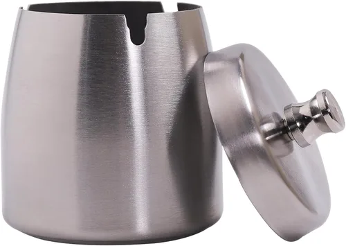Vista 18 de Cenicero pequeño para exteriores con tapa para cigarrillos, cenicero de acero inoxidable sin humo, ceniceros a prueba de olores y viento para patio