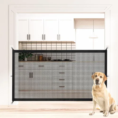 Vista 9 de NWK Puerta mágica para perros para escaleras, puerta para mascotas para la casa, proporciona un recinto seguro para que las mascotas jueguen