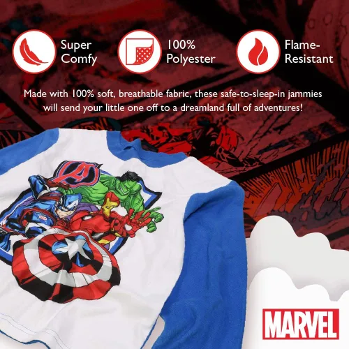 Vista 3 de Marvel Conjunto de 2 piezas de ajuste holgado para niños, pijama de superhéroe, suave y lindo para niños