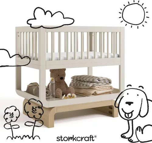 Vista 6 de Storkcraft Santorini Deluxe - Cuna convertible 3 en 1, color escarchado Avena esmerilada