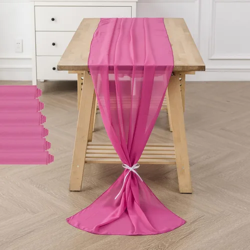 Vista 26 de Paquete de 2 caminos de mesa de gasa de 10 pies de 29 x 120 pulgadas, camino de mesa romántico transparente para boda, fiesta de cumpleaños