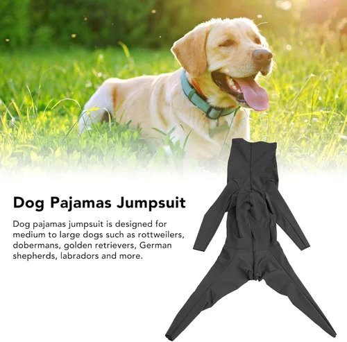 Vista 2 de Tnfeeon Mono de cobertura completa para perro, ropa para mascotas, body elástico para evitar que se caiga, para después de la operación, Gris