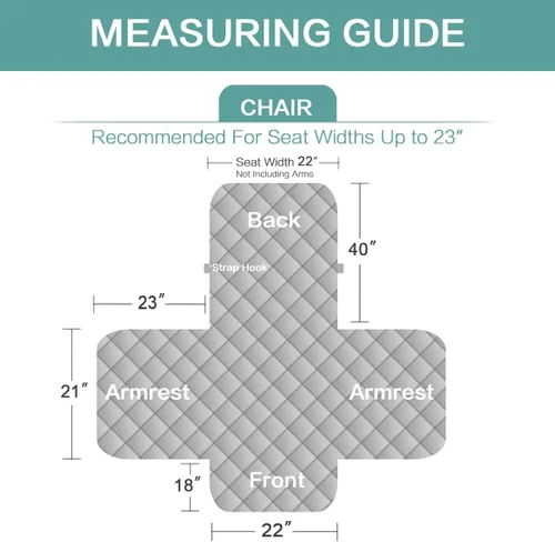 Vista 7 de Turquoize Funda de terciopelo para sillas reclinables, fundas acolchadas para sillas reclinables pequeñas, fundas antideslizantes con correas