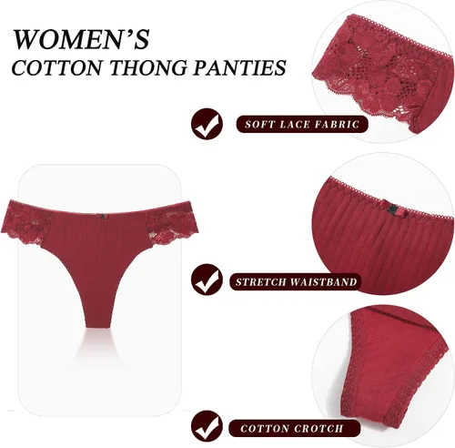 Vista 3 de LEVAO Tangas G String para mujer, bragas de algodón, sexy, con espalda en T, ropa interior cómoda, paquete múltiple S-XL