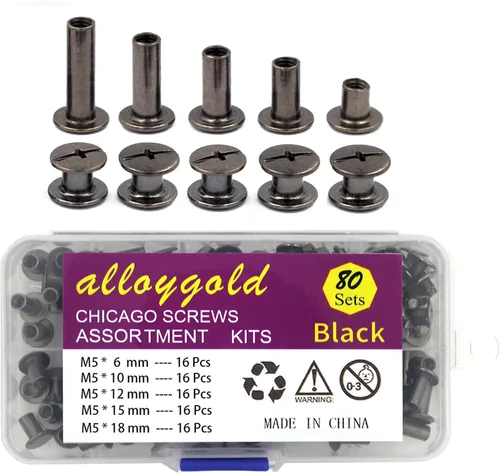 Vista 13 de ALLOYGOLD Tornillos Chicago de bronce remaches de cuero surtidos, 8 tamaños de remaches de tornillo, tornillos Chicago para decorar y reparar cuero