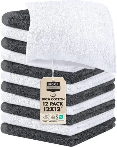 Vista 37 de Utopia Towels Juego de 12 paños de algodón – 100% algodón hilado en anillo, paños de franela de alta calidad, altamente absorbentes y suaves al
