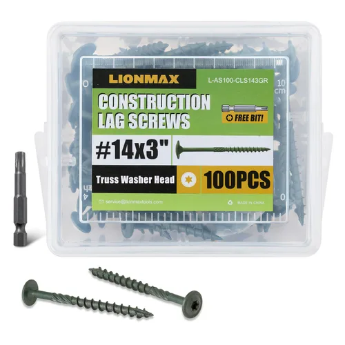 Vista 12 de LIONMAX Tornillos de retraso de 2-1/2 pulgadas, tornillo de madera estructural #14 x 2-1/2, 50 tornillos de construcción resistentes, resistentes a