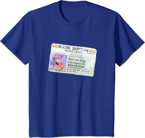 Vista 51 de SpongeBob SquarePants Camiseta con logotipo de Patrick Star Driver License King, Negro