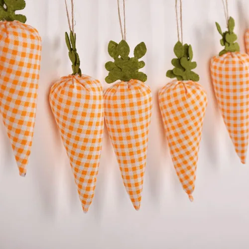 Vista 4 de Guirnalda de zanahorias de Pascua, 8 unidades, guirnalda de zanahorias, manualidades, mini zanahorias artificiales para decoración de fiesta