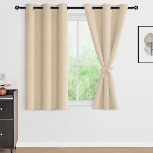 Vista 91 de DWCN - Cortinas 100% opacas para dormitorio con forro negro, cortinas de ventana de doble capa con aislamiento térmico que oscurecen toda la Azul