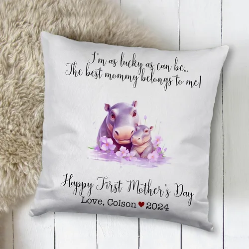 Vista 2 de Generic Custom Mama Hippopotamus with Childs, First Mother's Day Custom Pillowcase, Personalized Mother's Day Pillowcase, Gift for Mom, Home Decor