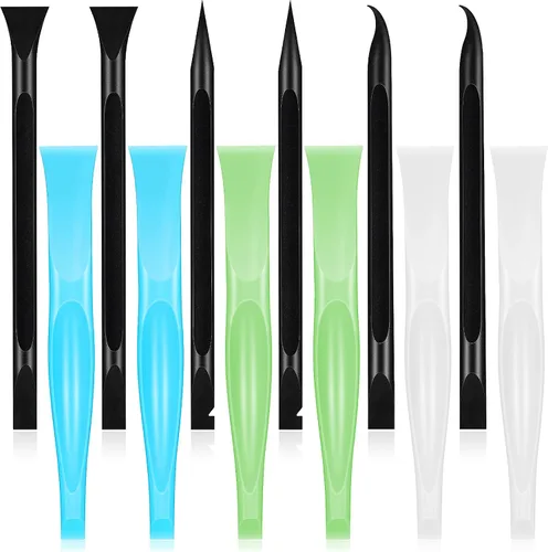 Vista 9 de Honoson - Herramienta de limpieza de raspador de plástico antiarañazos, 6 unidades, color blanco, azul y verde Blanco azul verde (White Blue Green)