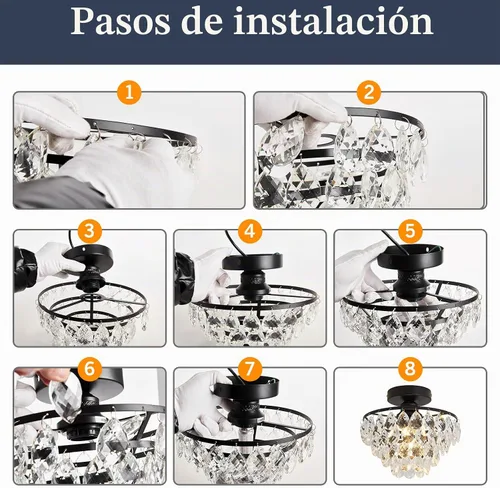 Vista 6 de YYJLX - Lámpara de techo de montaje semiempotrado E26, mini lámpara de araña de cristal dorada para pasillo, dormitorio, baño, armario, vestíbulo