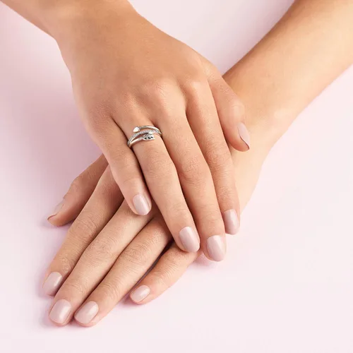 Vista 6 de Pandora Anillo de flecha envolvente, anillo de plata de ley para mujer, anillo apilable, regalo para ella, plata de ley con circonita cúbica