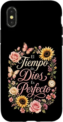 Vista 5 de Fe Cristiana El Tiempo De Dios ES Perfecto Floral Wreath Case for iPhone 16