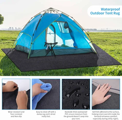 Vista 3 de Alfombra de Carpa para Acampar, Alfombra Impermeable para Tienda Interior/Exterior, Forro Protector Impermeable que te Mantiene Caliente y Seco
