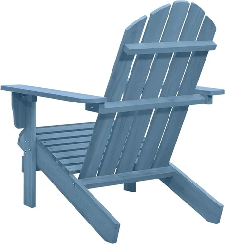 Vista 5 de Blue Adirondack Chair for Outdoor Relaxation, Solid Fir Wood, Ergonomic Design, Comfortable Patio Seating
