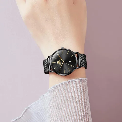 Vista 7 de OLEVS Reloj de mujer de malla para mujer con fecha, analógico de cuarzo, reloj de pulsera para mujer, vestido clásico, resistente al agua