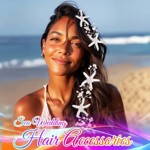 Vista 6 de Unicra Diadema de novia con estrella de mar, diadema de vid y perlas, accesorios para el cabello de boda en la playa, accesorios para el cabello