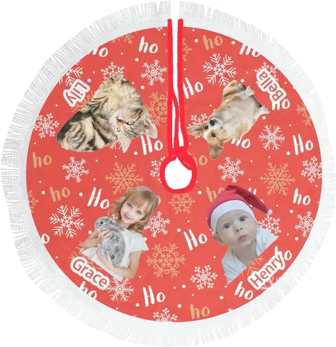 Vista 8 de Custom Tree Skirt With Pet Face - Personalized With Photo, Cat Face