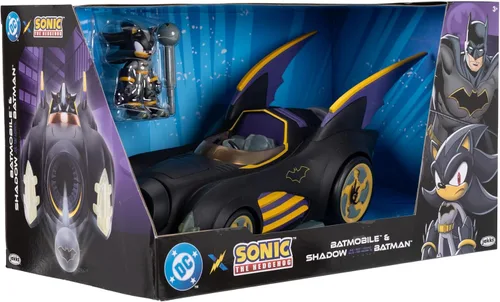 Vista 8 de ¡DC X Sonic Batmobile Shadow-fied! con figura de acción genial de Shadow de 2.5 pulgadas como Batman, de la serie de cómics DC x Sonic The Hedgehog