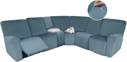 Vista 18 de HDCAXKJ Fundas de sofá seccional reclinable de terciopelo, cubierta de sofá seccional en forma de L, lavable, elástica, suave, para rincón
