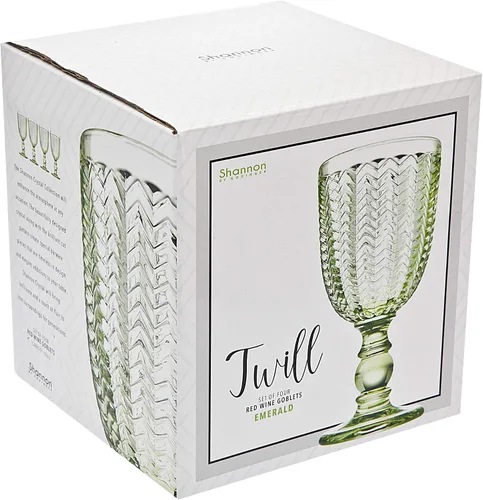 Vista 2 de Godinger Vaso de vidrio de sarga para vino blanco, color verde esmeralda, juego de 4