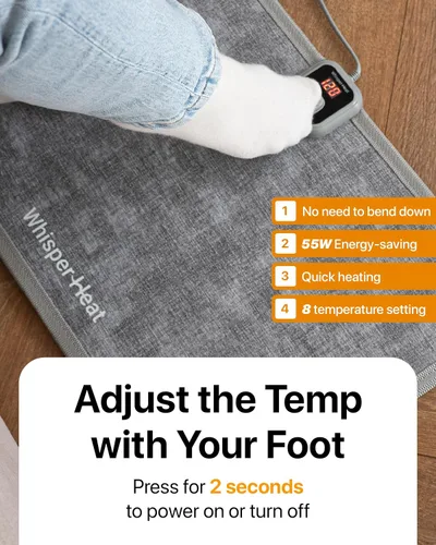 Vista 3 de Alfombrilla eléctrica con calefacción WhisperHeat™ – Alfombra eléctrica activada al tocar y calentador de pies y suelo - Calefacción silenciosa