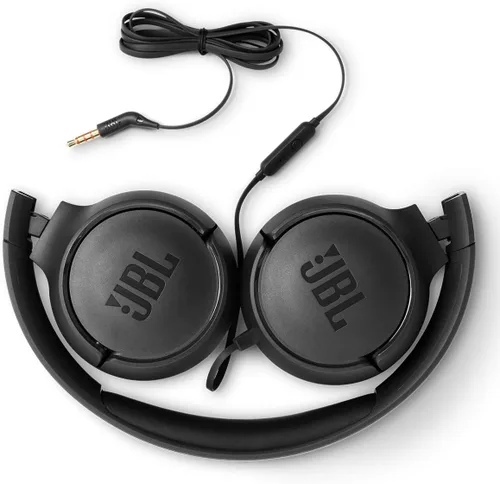 Vista 6 de JBL Tune 500 - Auriculares con cable en la oreja - Negro JBL Sonido de graves puro, control remoto de 1 botón, diseño ligero y plegable, cable plano